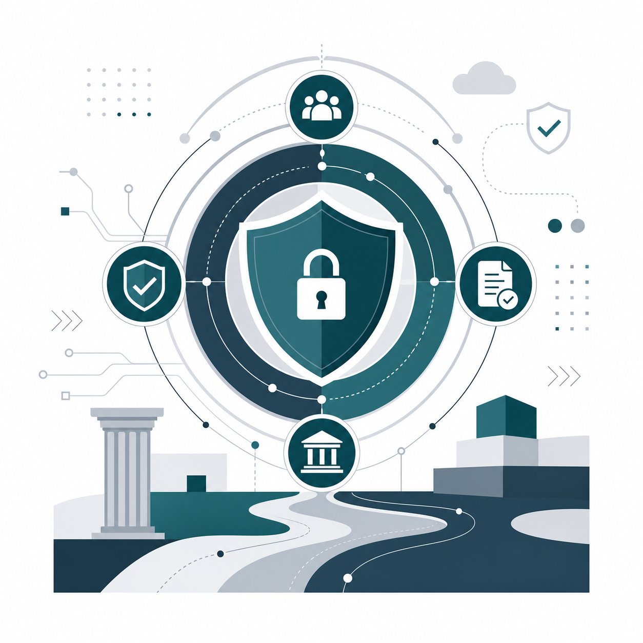 Enterprise systems illustration with finance, supply chain and manufacturing